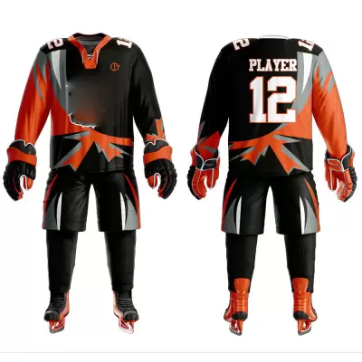 Black, Red & Grey Ice Hockey Uniform